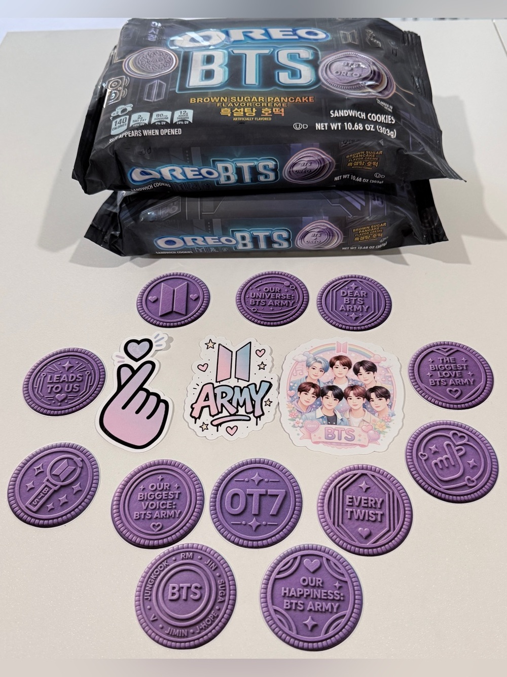 2 pack Oreo BTS Cookies & 15 BTS stickers